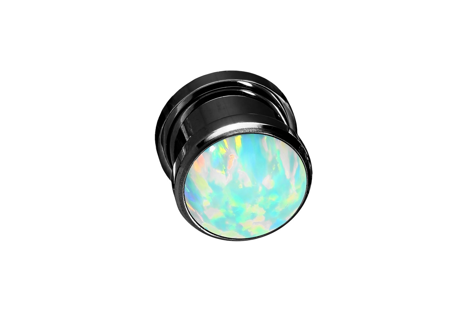 Chirurgenstahl Plug SYNTHETISCHER OPAL ++SALE++ von Piercingline